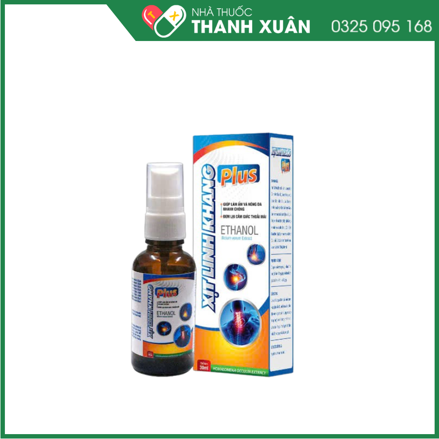 Xịt Linh Khang Plus - Dùng để xoa bóp, massage da, giúp làm ấm và nóng da nhanh chóng